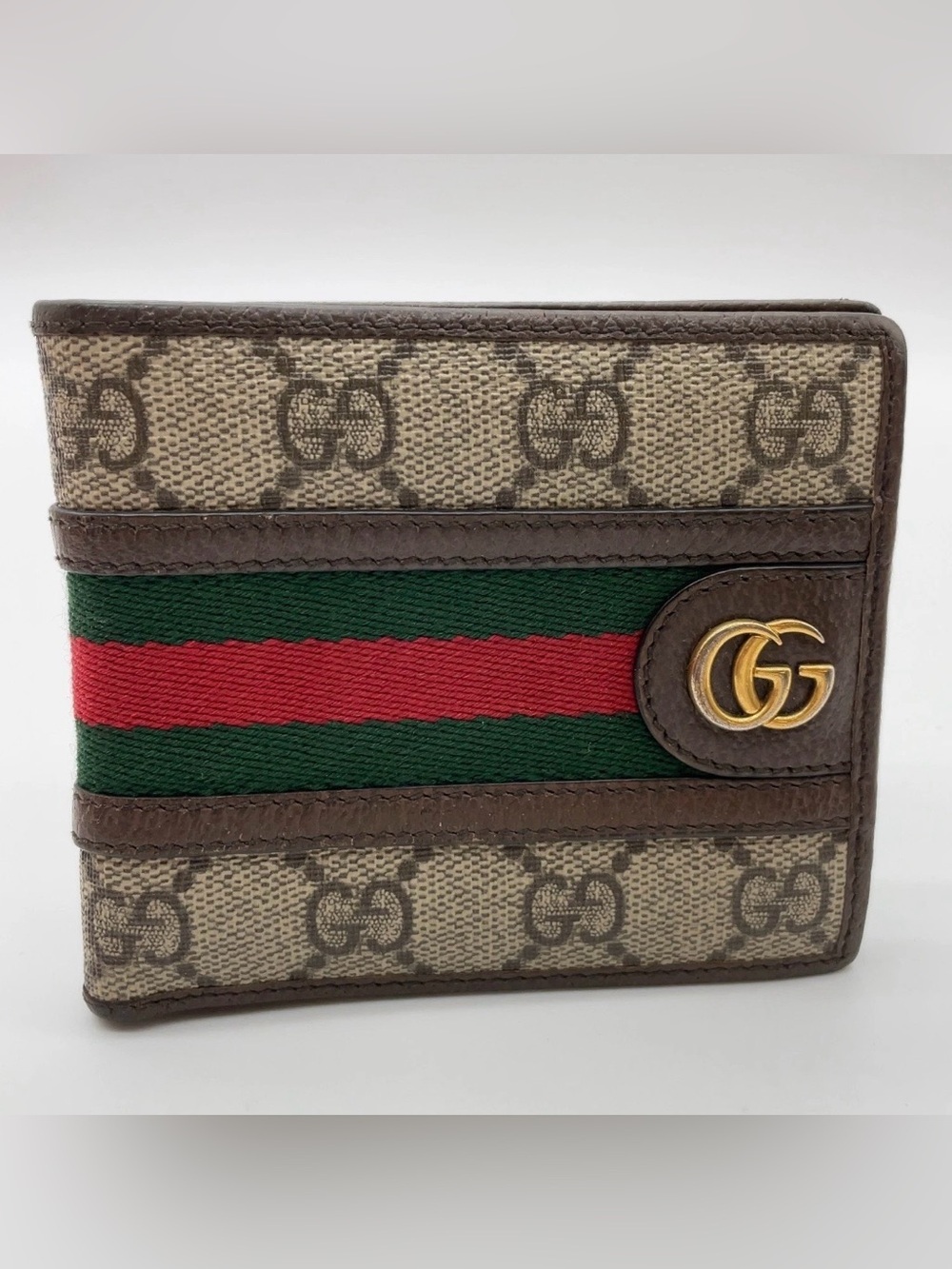 Gucci 597629 GG Supreme Sherry
Line PVC Leather Brown Wallet